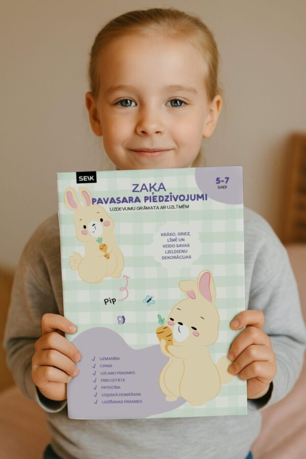 Zaķa pavasara piedzīvojumi - uzdevumu grāmata ar uzlīmēm (5-7 gadi)