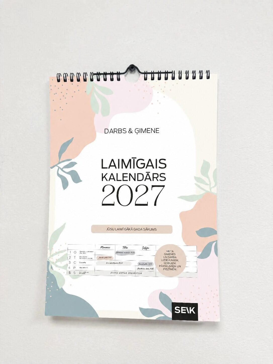 Laimīgais Kalendārs sienas kalendārs A3 izmērs - darbs un mājas 2027
